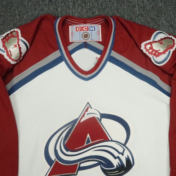 VINTAGE Colorado Avalanche Jersey Mens Large White Red CCM Air Knit Maska Blank - Picture 2 of 13